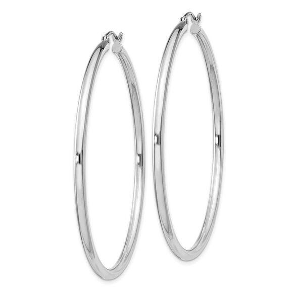 2.5mm, Sterling Silver, Classic Round Hoop Earrings - 55mm (2 1/8 In.) - Picture 2 of 5